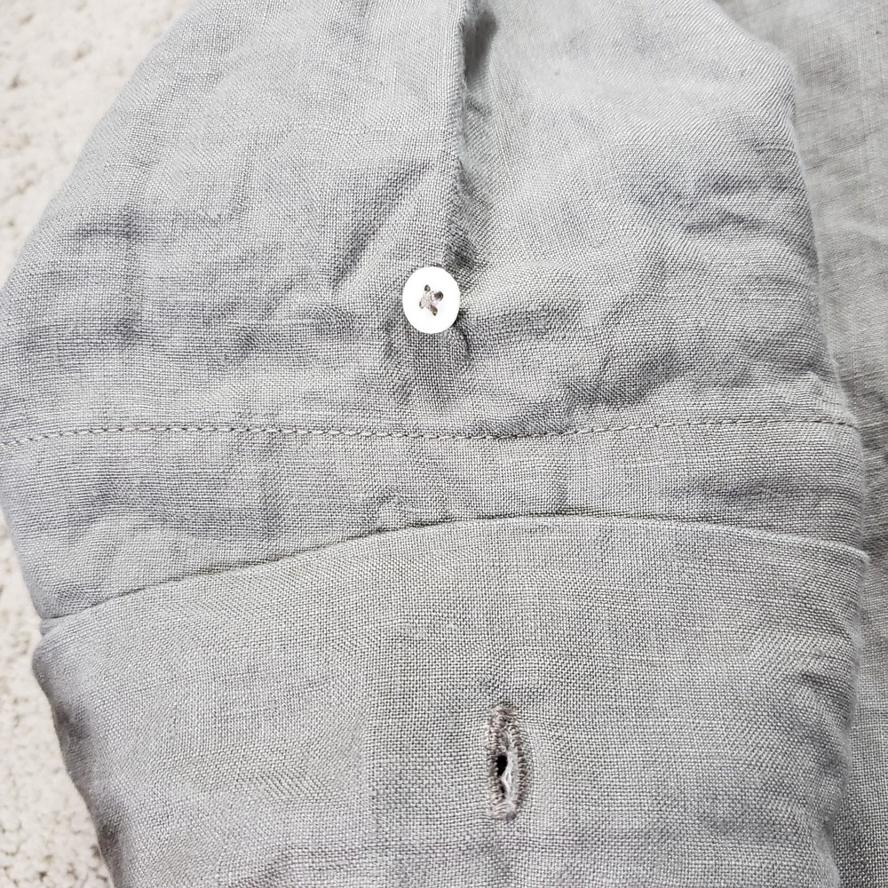 James Perse 100% Linen Shirt Dress Womens 3 (L) Gray Button Front Drop Tie Waist - Picture 8 of 15